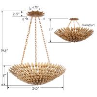 Six Light Semi Flush Mount by Crystorama - Broche Collection, Antique Gold Finish - 517-GA_CEILING