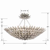 Six Light Semi Flush Mount by Crystorama - Broche Collection, Antique Silver Finish - 517-SA_CEILING