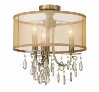 Three Light Semi Flush Mount by Crystorama - Hampton Collection, Antique Brass Finish - 5623-AB_CEILING