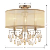 Three Light Semi Flush Mount by Crystorama - Hampton Collection, Antique Brass Finish - 5623-AB_CEILING