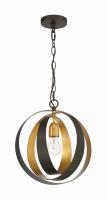 One Light Mini Chandelier by Crystorama - Luna Collection, English Bronze + Antique Gold Finish - 580-EB-GA