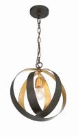 One Light Mini Chandelier by Crystorama - Luna Collection, English Bronze + Antique Gold Finish - 580-EB-GA