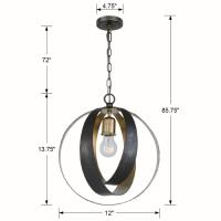 One Light Mini Chandelier by Crystorama - Luna Collection, English Bronze + Antique Gold Finish - 580-EB-GA