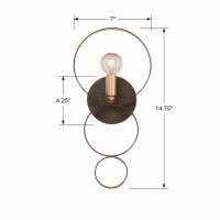 One Light Wall Sconce by Crystorama - Luna Collection, English Bronze + Antique Gold Finish - 581-EB-GA