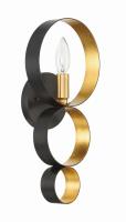 One Light Wall Sconce by Crystorama - Luna Collection, English Bronze + Antique Gold Finish - 581-EB-GA
