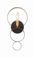 One Light Wall Sconce by Crystorama - Luna Collection, English Bronze + Antique Gold Finish - 581-EB-GA
