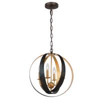 Four Light Mini Chandelier by Crystorama - Luna Collection, English Bronze + Antique Gold Finish - 584-EB-GA