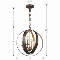 Four Light Mini Chandelier by Crystorama - Luna Collection, English Bronze + Antique Gold Finish - 584-EB-GA