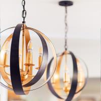 Four Light Mini Chandelier by Crystorama - Luna Collection, English Bronze + Antique Gold Finish - 584-EB-GA