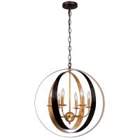 Six Light Chandelier by Crystorama - Luna Collection, English Bronze + Antique Gold Finish - 585-EB-GA