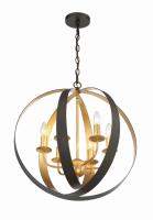 Six Light Chandelier by Crystorama - Luna Collection, English Bronze + Antique Gold Finish - 585-EB-GA