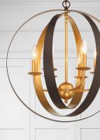 Six Light Chandelier by Crystorama - Luna Collection, English Bronze + Antique Gold Finish - 585-EB-GA