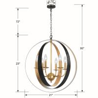 Six Light Chandelier by Crystorama - Luna Collection, English Bronze + Antique Gold Finish - 585-EB-GA