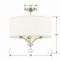 Three Light Semi Flush Mount by Crystorama - Mirage Collection, Polished Nickel Finish - 8005-PN_CEILING