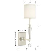 One Light Wall Sconce by Crystorama - Paxton Collection, Polished Nickel Finish - 8101-PN