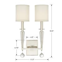 Two Light Wall Sconce by Crystorama - Paxton Collection, Polished Nickel Finish - 8102-PN