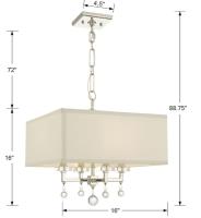 Four Light Chandelier by Crystorama - Paxton Collection, Polished Nickel Finish - 8105-PN