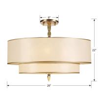 Five Light Semi Flush Mount by Crystorama - Luxo Collection, Antique Brass Finish - 9507-AB_CEILING