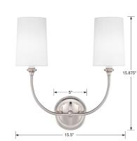 Two Light Wall Sconce by Crystorama - Sylvan Collection, Polished Nickel Finish - 2242-PN