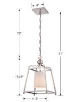 One Light Pendant by Crystorama - Sylvan Collection, Polished Nickel Finish - 2240-PN