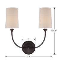 Two Light Wall Sconce by Crystorama - Sylvan Collection, Dark Bronze Finish - 2242-DB