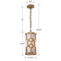 One Light Pendant by Crystorama - Jennings Collection, Aged Brass Finish - 2260-AG