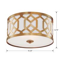 Three Light Flush Mount by Crystorama - Jennings Collection, Aged Brass Finish - 2263-AG