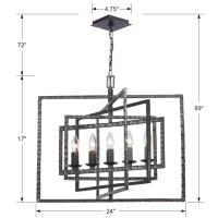 Five Light Chandelier by Crystorama - Capri Collection, Raw Steel Finish - 336-RS