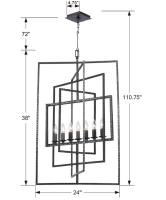 Seven Light Chandelier by Crystorama - Capri Collection, Raw Steel Finish - 339-RS