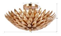 Four Light Semi Flush Mount by Crystorama - Broche Collection, Antique Gold Finish - 505-GA