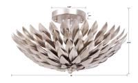 Four Light Semi Flush Mount by Crystorama - Broche Collection, Antique Silver Finish - 505-SA