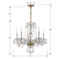 Five Light Chandelier by Crystorama - Traditional Crystal Collection, Polished Brass Finish - 5085-PB-CL-MWP