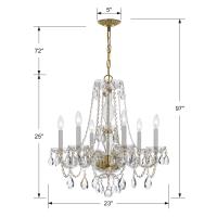 Six Light Chandelier by Crystorama - Traditional Crystal Collection, Polished Brass Finish - 5086-PB-CL-MWP