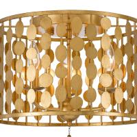 Three Light Flush Mount by Crystorama - Layla Collection, Antique Gold Finish - 544-GA