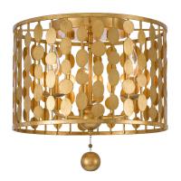 Three Light Flush Mount by Crystorama - Layla Collection, Antique Gold Finish - 544-GA