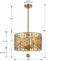 Five Light Chandelier by Crystorama - Layla Collection, Antique Gold Finish - 545-GA