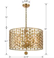 Six Light Chandelier by Crystorama - Layla Collection, Antique Gold Finish - 546-GA