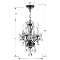 Four Light Mini Chandelier by Crystorama - Welton Collection, English Bronze Finish - 5534-EB-CL-MWP
