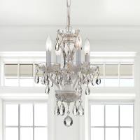 Four Light Mini Chandelier by Crystorama - Welton Collection, Wet White Finish - 5534-WW-CL-MWP