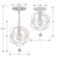 One Light Pendant by Crystorama - Solaris Collection, Wet White Finish - 9220-WW