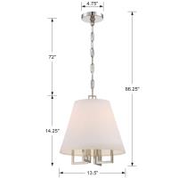 Four Light Mini Chandelier by Crystorama - Westwood Collection, Polished Nickel Finish - 2254-PN