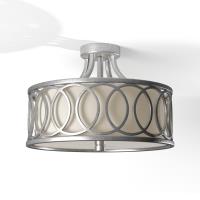 Three Light Semi Flush Mount by Crystorama - Graham Collection, Antique Silver Finish - 285-SA