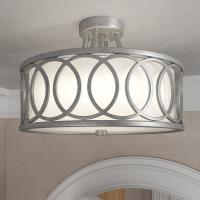 Three Light Semi Flush Mount by Crystorama - Graham Collection, Antique Silver Finish - 285-SA