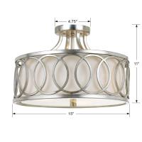 Three Light Semi Flush Mount by Crystorama - Graham Collection, Antique Silver Finish - 285-SA