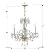 Three Light Mini Chandelier by Crystorama - Traditional Crystal Collection, Polished Brass Finish - 5044-PB-CL-MWP