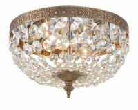 Two Light Flush Mount by Crystorama - Waltham Collection, Olde Brass Finish - 710-OB-CL-I