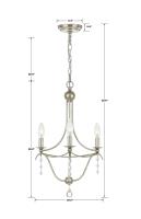 Three Light Mini Chandelier by Crystorama - Metro Collection, Antique Silver Finish - 433-SA