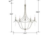Five Light Chandelier by Crystorama - Metro Collection, Antique Silver Finish - 435-SA