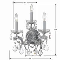 Three Light Wall Sconce by Crystorama - Maria Theresa Collection, Polished Chrome Finish - 4403-CH-CL-MWP
