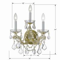 Three Light Wall Sconce by Crystorama - Maria Theresa Collection, Gold Finish - 4403-GD-CL-MWP